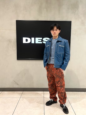 「DIESEL（ディーゼル）のアイテム（ライダースジャケット）」を使った、SHOTAさん（メンズ・173cm）の冬コーディネート