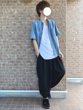 「バルーンパンツ」｜「アイテム（サンダル）」を使った、みくさん（メンズ・174cm）の夏コーディネート