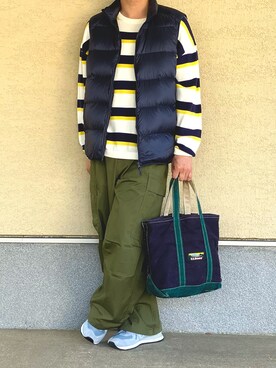 「トートバック」｜「アイテム（ジャケット/アウター）」を使った、Yasさん（メンズ・170cm）の秋コーディネート