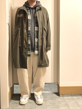 「GU（ジーユー）のアイテム（ミリタリージャケット）」を使った、Yasさん（メンズ・170cm）の冬コーディネート