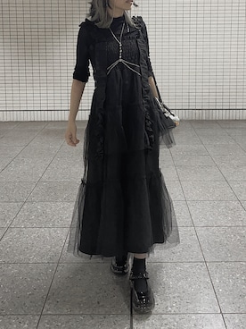 「アイテム（サスペンダー）」を使った、liliさん（レディース・158cm）の秋コーディネート