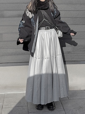 「アイテム（サスペンダー）」を使った、liliさん（レディース・158cm）の冬コーディネート