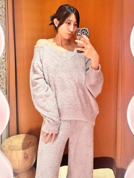 「SNIDEL HOME（スナイデルホーム）のレースニットプルオーバー（ルームウェア/パジャマ、グレー系）」を使った、SNIDEL HOMEさんの秋コーディネート