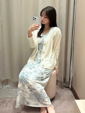 「SNIDEL HOME（スナイデルホーム）の【Moilis】ワンピース（ルームウェア/パジャマ、ブルー系）」を使った、SNIDEL HOMEさんの春コーディネート