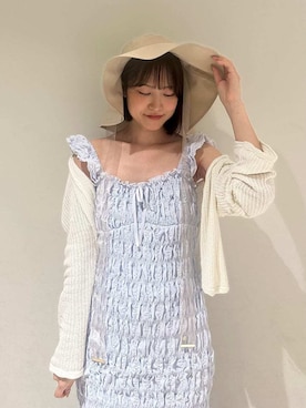 「SNIDEL HOME（スナイデルホーム）のクロシェカーディガン（ルームウェア/パジャマ、ホワイト系）」を使った、SNIDEL HOMEさんの夏コーディネート