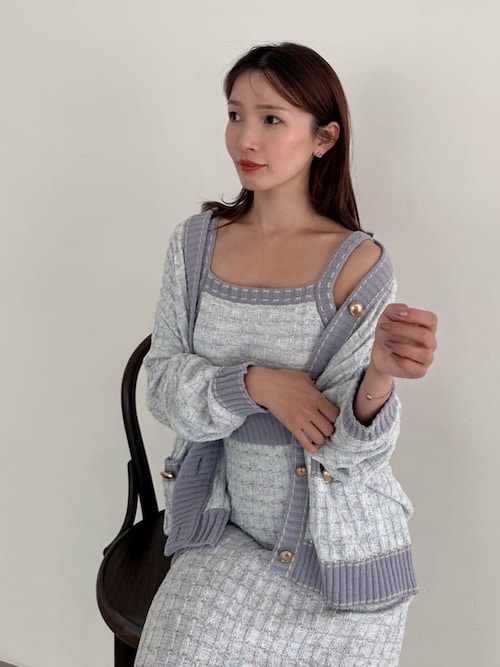 SNIDEL  ラメニットツイードワンピース&カーディガン SNIDEL HOME ルームウェア 部屋着 ラメニットツイードワンピース