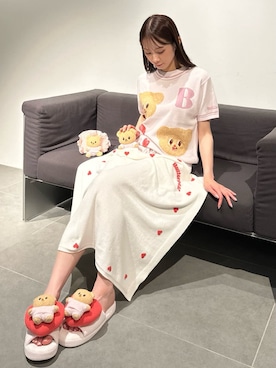 「SNIDEL HOME（スナイデルホーム）の【BUTTERBEAR】ニットショートパンツ（ルームウェア/パジャマ、ピンク系）」を使った、SNIDEL HOMEさんの夏コーディネート