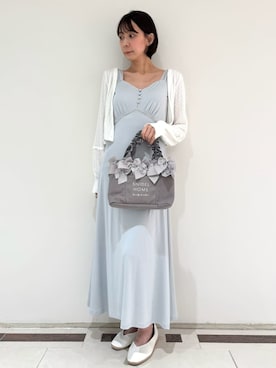 「SNIDEL HOME（スナイデルホーム）のリボンバッグ（ハンドバッグ、グレー系）」を使った、SNIDEL HOMEさんの夏コーディネート
