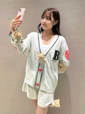 「SNIDEL HOME（スナイデルホーム）の【BUTTERBEAR】ニットカーディガン（ルームウェア/パジャマ、グリーン系）」を使った、SNIDEL HOMEさんの夏コーディネート