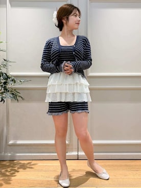 「SNIDEL HOME（スナイデルホーム）のチュールバンス（バレッタ/ヘアクリップ、ホワイト系）」を使った、SNIDEL HOMEさんの夏コーディネート