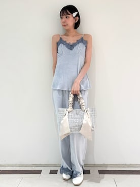 「SNIDEL HOME（スナイデルホーム）のアセチパールピン（ヘアピン、ホワイト系）」を使った、SNIDEL HOMEさんの夏コーディネート