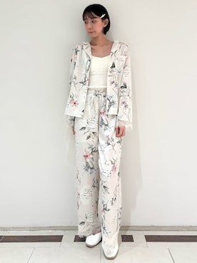 「SNIDEL HOME（スナイデルホーム）の【Creamy】ケーブルニットタンク（ルームウェア/パジャマ、ホワイト系）」を使った、SNIDEL HOMEさんの夏コーディネート