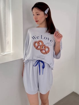 「アイテム（ルームウェア、ブルー系）」を使った、SNIDEL HOMEさん（レディース・159cm）の夏コーディネート
