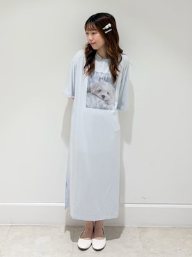 「SNIDEL HOME（スナイデルホーム）の【接触冷感】DOG Tシャツワンピース（ルームウェア/パジャマ、ブルー系）」を使った、SNIDEL HOMEさんの夏コーディネート
