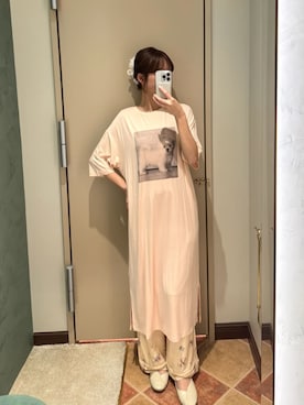 「SNIDEL HOME（スナイデルホーム）の【接触冷感】DOG Tシャツワンピース（ルームウェア/パジャマ、ピンク系）」を使った、SNIDEL HOMEさんの夏コーディネート
