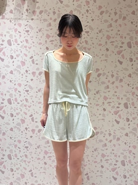 「SNIDEL HOME（スナイデルホーム）の【sorbet light】【接触冷感】パイルセットアップ（ルームウェア/パジャマ、グリーン系）」を使った、SNIDEL HOMEさんの春コーディネート