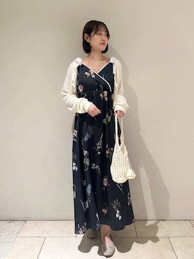 「SNIDEL HOME（スナイデルホーム）のクロシェミニバッグ（ハンドバッグ、ホワイト系）」を使った、SNIDEL HOMEさんの春コーディネート