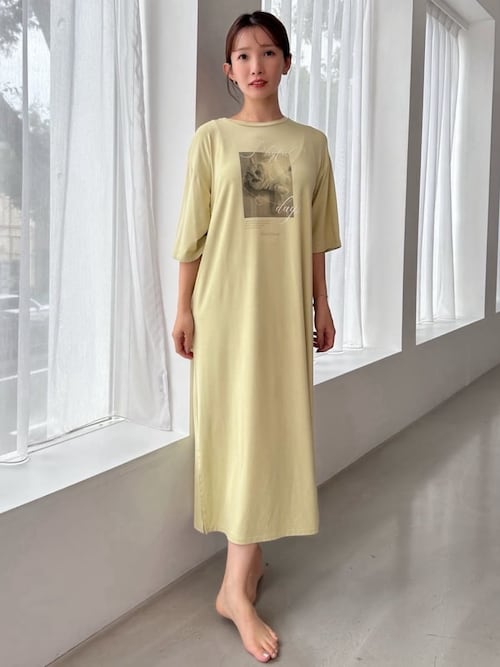 SNIDEL HOME パジャマ ルームウェア 「接触冷感」CATTシャツワンピース