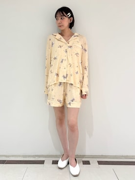 「SNIDEL HOME（スナイデルホーム）のDOGカットショートパンツ（ルームウェア/パジャマ、ピンク系）」を使った、SNIDEL HOMEさんの夏コーディネート