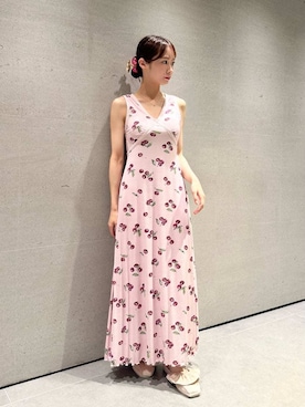 「アイテム（バレッタ/ヘアクリップ、レッド系）」を使った、SNIDEL HOMEさん（レディース・153cm）の夏コーディネート
