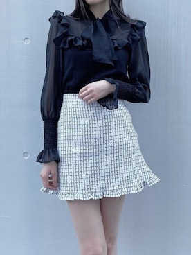 「titty＆Co. PETIT（ティティアンドコープティ）のアイテム（スカート）」を使った、momo☁️さん（レディース・168cm）の秋コーディネート
