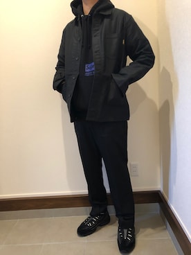 「CDG（シーディージー）のアイテム（その他アウター）」を使った、僕の趣味Channelさん（メンズ・178cm）の冬コーディネート