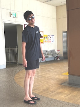 「KEEN（キーン）のアイテム（サンダル、ブラック系）」を使った、汗疹さん（メンズ・177cm）の夏コーディネート