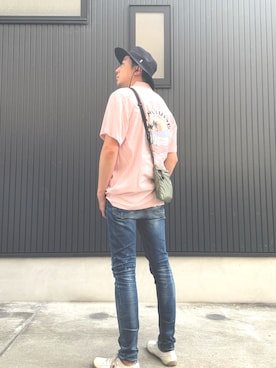「アイテム（ハット）」を使った、汗疹さん（メンズ・177cm）の春コーディネート