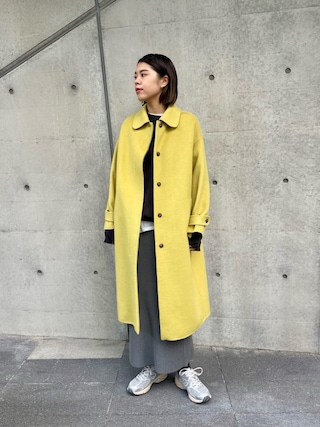 SHENERY ステンカラーリバーロングコート イエロー