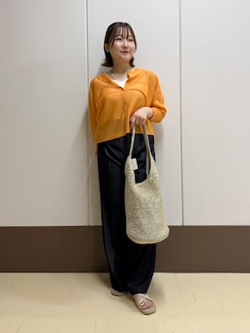 「INDIVI（インディヴィ）の【洗える／前後2WAY】インナータンクトップ（タンクトップ、ホワイト系）」を使った、Rikoさん（レディース）の夏コーディネート