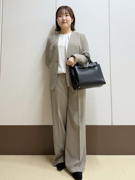 「アイテム（スーツジャケット、ブラウン系）」を使った、Rikoさん（レディース・152cm）の冬コーディネート