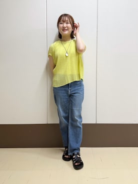 「INDIVI（インディヴィ）の【洗える／前後2WAY】インナータンクトップ（タンクトップ、ホワイト系）」を使った、Rikoさん（レディース）の夏コーディネート