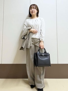 「アイテム（スーツジャケット、ブラウン系）」を使った、Rikoさん（レディース・152cm）の冬コーディネート