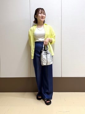 「INDIVI（インディヴィ）の【洗える／前後2WAY】インナータンクトップ（タンクトップ、ホワイト系）」を使った、Rikoさん（レディース）の夏コーディネート