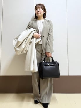 「アイテム（スーツジャケット、ブラウン系）」を使った、Rikoさん（レディース・152cm）の冬コーディネート