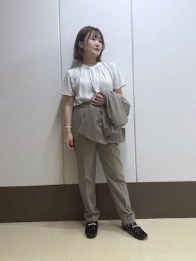 「アイテム（スーツジャケット、ブラウン系）」を使った、Rikoさん（レディース・152cm）の秋コーディネート