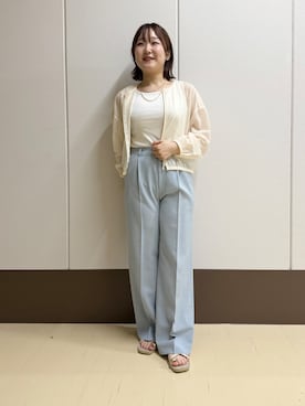 「INDIVI（インディヴィ）の【洗える／前後2WAY】インナータンクトップ（タンクトップ、ホワイト系）」を使った、Rikoさん（レディース）の夏コーディネート