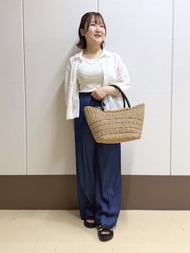 「INDIVI（インディヴィ）の【洗える／前後2WAY】インナータンクトップ（タンクトップ、ホワイト系）」を使った、Rikoさん（レディース）の夏コーディネート