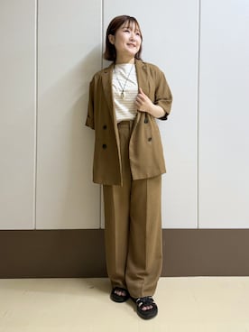 「アイテム（テーラードジャケット、イエロー系）」を使った、Rikoさん（レディース・152cm）の夏コーディネート