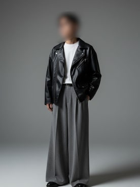 「アイテム（ライダースジャケット）」を使った、Sùさん（メンズ・167cm）の秋コーディネート