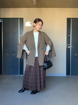 「お仕事スタイル」｜「アイテム（その他アウター）」を使った、rirarirarirakoさん（レディース・153cm）の冬コーディネート