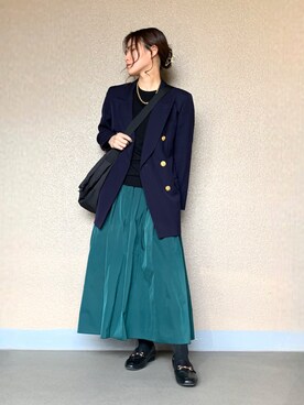 「ORiental TRaffic（オリエンタルトラフィック）のビットモチーフスクエアトゥローファー/11310（ローファー）」を使った、rirarirarirakoさん（レディース・153cm）の春コーディネート