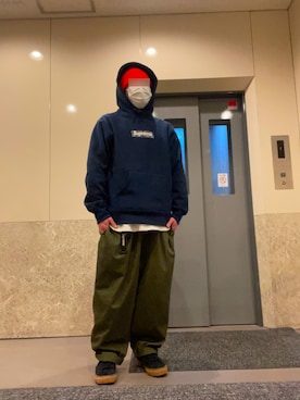 「KANGOL（カンゴール）のアイテム（ニットキャップ/ビーニー）」を使った、しばパークさん（メンズ・174cm）の冬コーディネート