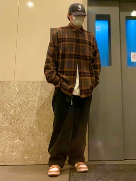 「POLAR（ポラール）のアイテム」を使った、しばパークさん（メンズ・174cm）の春コーディネート