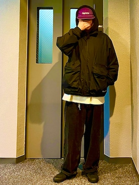 「POLAR（ポラール）のアイテム」を使った、しばパークさん（メンズ・174cm）の冬コーディネート