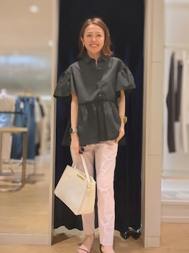 「NOLLEY’S Sophi（ノーリーズソフィ）のアイテム（パンツ）」を使った、しみずさん（レディース・160cm）の夏コーディネート