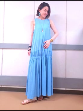 「水色」｜「アイテム（ワンピース/ドレス）」を使った、しみずさん（レディース・160cm）の夏コーディネート