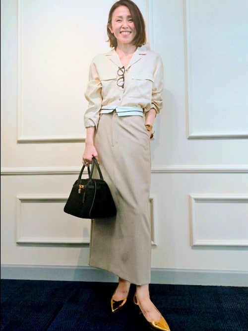 セール】ウォッシャブル折り返しロングタイトスカート（スカート