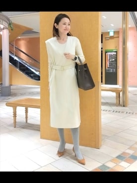 「アイテム（ジャンパースカート）」を使った、しみずさん（レディース・160cm）の秋コーディネート