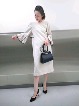 「NOLLEY’S Sophi（ノーリーズソフィ）のアイテム（ワンピース/ドレス）」を使った、しみずさん（レディース・160cm）の冬コーディネート